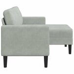vidaXL Canapé 2 places avec méridienne en L gris clair 125 cm velours