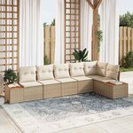 vidaXL Ensemble de canapé de jardin 6 Pièces Beige Poly rotin