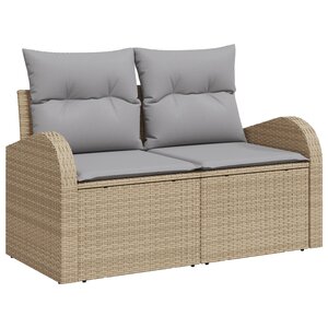 vidaXL Ensemble de canapé de jardin 3 pièces avec coussins beige poly rattan