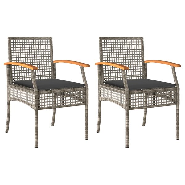 vidaXL Chaises de jardin coussins lot de 2 gris résine tressée acacia
