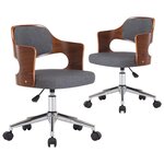 vidaXL Chaises pivotantes à manger lot de 2 gris bois courbé et tissu