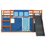vidaXL Lit superposé sans matelas avec toboggan et rideaux 90x200 cm