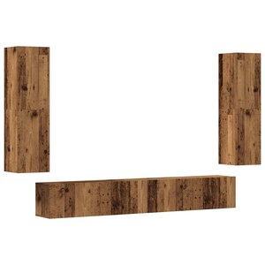 vidaXL Meubles TV muraux 4 Pièces vieux bois bois d'ingénierie