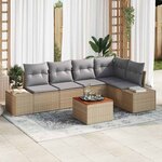 vidaXL Ensemble de canapé de jardin 6 Pièces Beige  gris clair