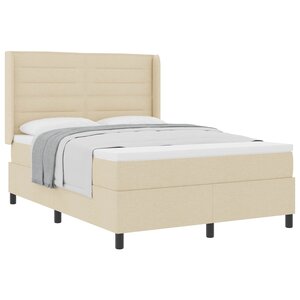 vidaXL Lit à ressorts avec matelas Crème 140 x 200 cm tissu