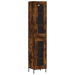 vidaXL Buffet haut Chêne fumé 34 5x34x180 cm Bois d'ingénierie