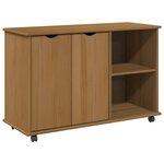 vidaXL Cabinet roulant avec roue Marron miel 100 x 39 x 65 5 cm