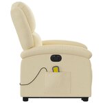 vidaXL Fauteuil inclinable de massage électrique Crème Tissu