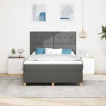 vidaXL Lit à ressort LED avec matelas Gris foncé 140 x 190 cm tissu