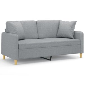 vidaXL Canapé 2 places avec oreillers gris clair 140 cm tissu