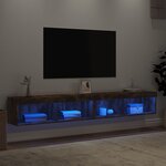 vidaXL Meubles TV avec lumières LED 2 Pièces chêne fumé 100x30x30 cm