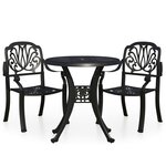 vidaXL Ensemble de bistro 3 Pièces Aluminium coulé Noir