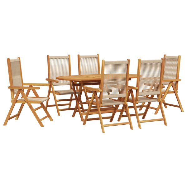 Set de jardin 7 pièces vidaXL beige en bois d'acacia et en poly rotin