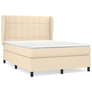 vidaXL Sommier à lattes de lit avec matelas Crème 140x200 cm Tissu