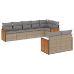 vidaXL Salon de jardin avec coussins 8 Pièces beige résine tressée