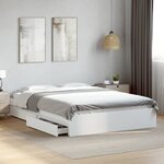 vidaXL Cadre de lit avec tiroirs sans matelas blanc 150x200 cm
