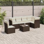 vidaXL Salon de jardin avec coussins 7 Pièces marron résine tressée