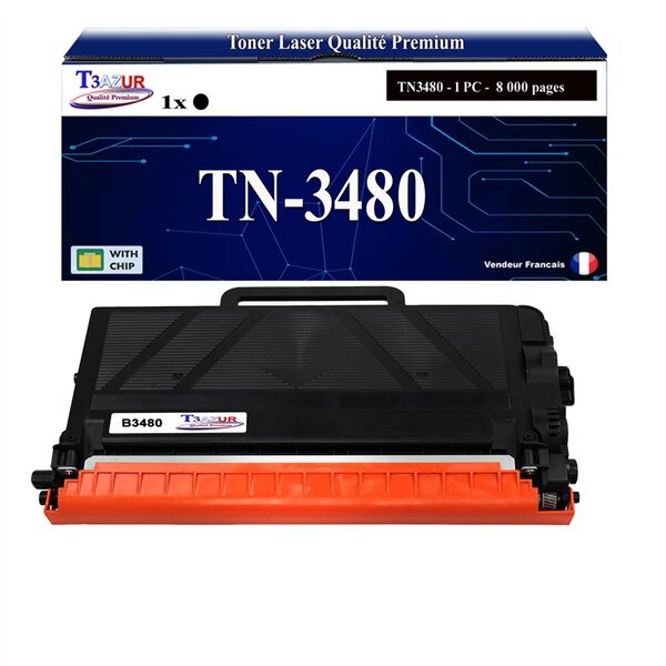 T3AZUR- Toner compatible avec Brother TN3480  TN3430 pour Brother MFC-L5700DN  MFC-L5750DW  MFC-L6800DW - 8 000 pages