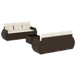 vidaXL Salon de jardin avec coussins 7 Pièces marron résine tressée
