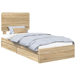 vidaXL Lit de Rangement Chêne Sonoma 75 x 190 cm Bois d'ingénierie