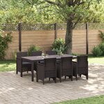 vidaXL Ensemble de Salle à Manger de Jardin de 7 Pièces avec Coussins Marron Rattan Synthétique