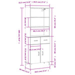 vidaXL Buffet haut Sonoma gris 69 5x34x180 cm Bois d'ingénierie