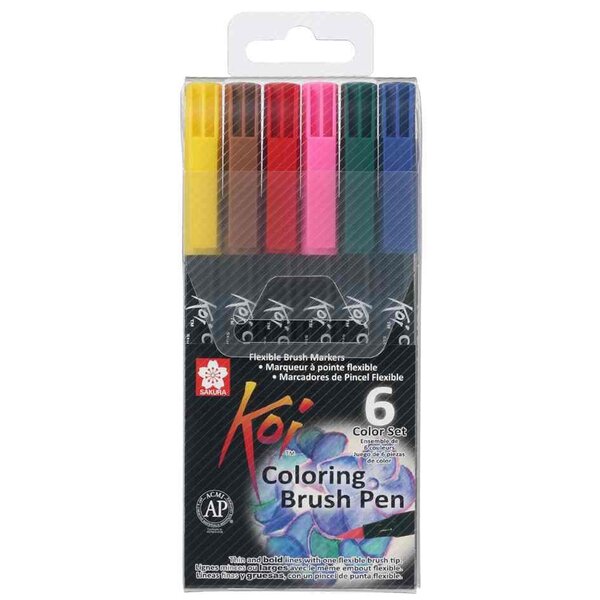 Etui de 6 feutres pinceau koi coloring brush couleurs de base sakura
