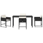 vidaXL Ensemble de salle à manger de jardin 5 pièces avec coussins en Rattan Poly Noir