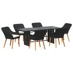 vidaXL Ensemble de salle à manger de jardin 7 pièces Noir Poly Rotin