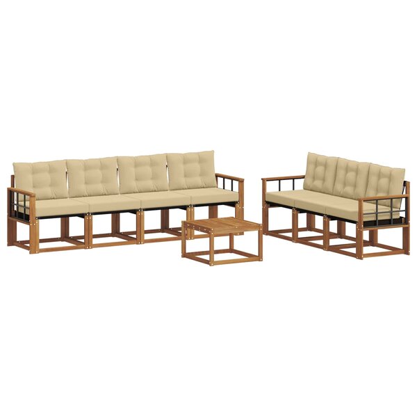vidaXL Ensemble de canapés d'extérieur 8 pc Naturel et Beige
