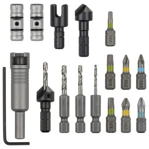 Wolfcraft jeu de forets à rechange 16 pièces all-in-one