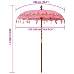 vidaXL Parasol balinais Rose (180-190) x 260 cm Coton et bois massif