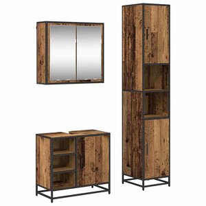 vidaXL Ensemble de mobilier de salle de bain 3 Pièces Bois Ancien