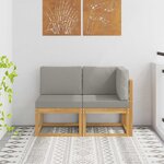 vidaXL Canapé d’extérieur milieu et coin avec coussin 2 Pièce Blanc