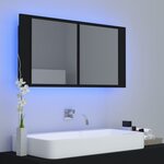vidaXL Armoire à miroir de salle de bain LED Noir 90x12x45 Acrylique