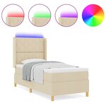 vidaXL Lit à ressorts avec matelas Crème 100 x 200 cm tissu