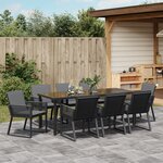 vidaXL Ensemble de repas de jardin 9 pièces avec coussins Noir Rattan Poly