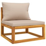 vidaXL Salon de jardin 11 Pièces avec coussins taupe bois massif