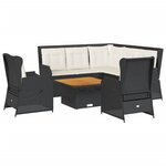 vidaXL Salon de jardin 6 Pièces avec coussins Noir Résine tressée