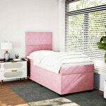 vidaXL Sommier à lattes de lit avec matelas Rose 90x190 cm Velours