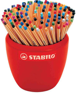 Pot céramique de 150 Stylo-Feutre POINT 88 Pointe Fine 0 4 mm assorties STABILO