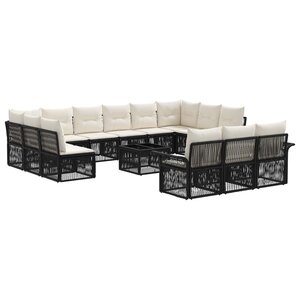 vidaXL Ensemble de canapé de jardin 14 Pièces Noir polyrotin