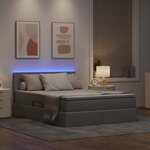 vidaXL Lit avec rangement et LED Taupe 140 x 190 cm Polyester