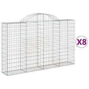 vidaXL Paniers à gabions arqués 8 Pièces 200x30x120/140 cm Fer galvanisé