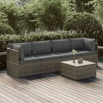 vidaXL Salon de jardin 5 Pièces avec coussins Gris Résine tressée