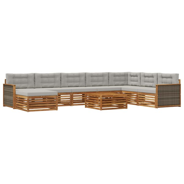 vidaXL Ensemble de canapés d'extérieur 9 pc Naturel et gris clair