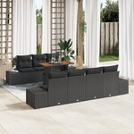 vidaXL Ensemble de salle à manger de jardin 8 pièces avec coussins en poly rotin noir et acacia