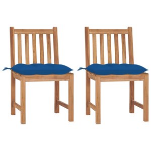 vidaXL Chaises de jardin lot de 2 avec coussins Bois de teck massif