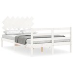 vidaXL Cadre de lit avec tête de lit blanc petit double bois massif