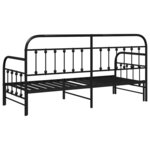 Cadre de lit jour vidaXL avec lit d'appoint Noir 80x200 cm en acier